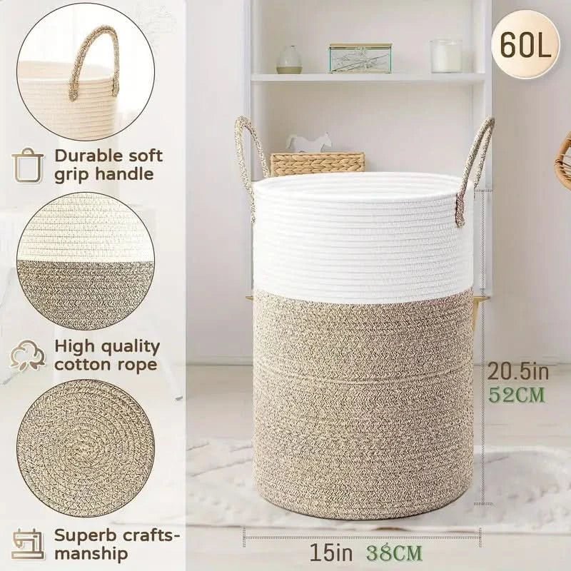 Cesta de Cuerda – Cesta de Algodón Plegable para Almacenamiento Elegante