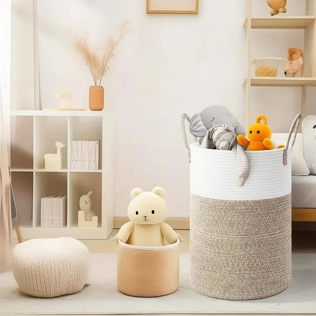 Cesta de Cuerda – Cesta de Algodón Plegable para Almacenamiento Elegante