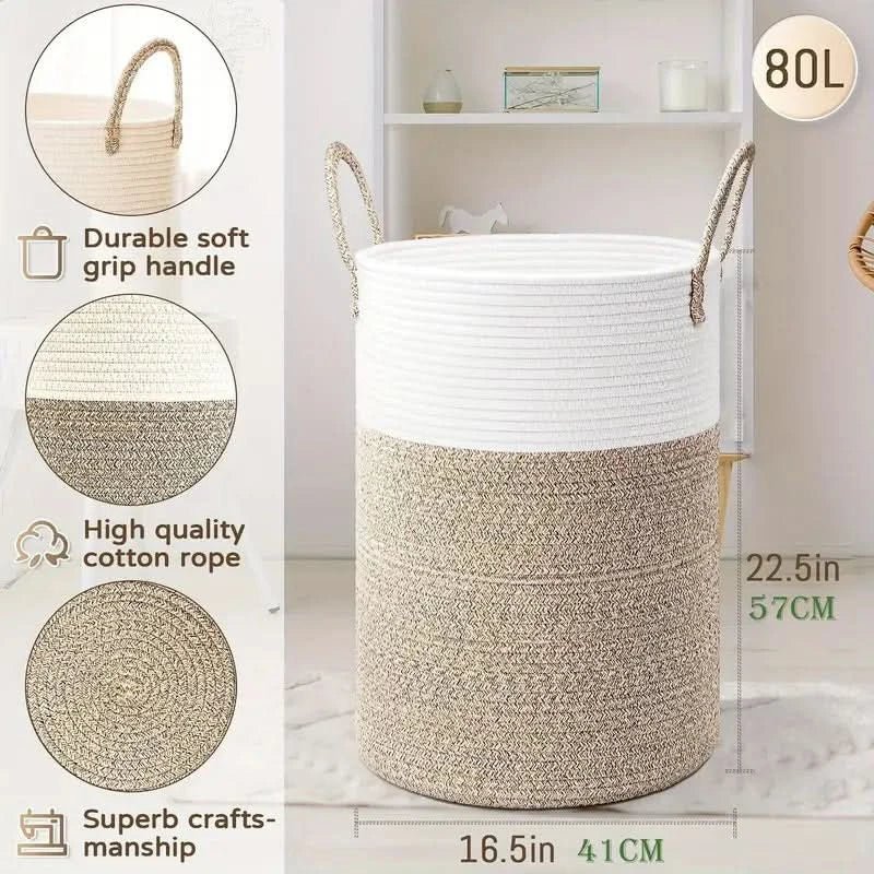 Cesta de Cuerda – Cesta de Algodón Plegable para Almacenamiento Elegante