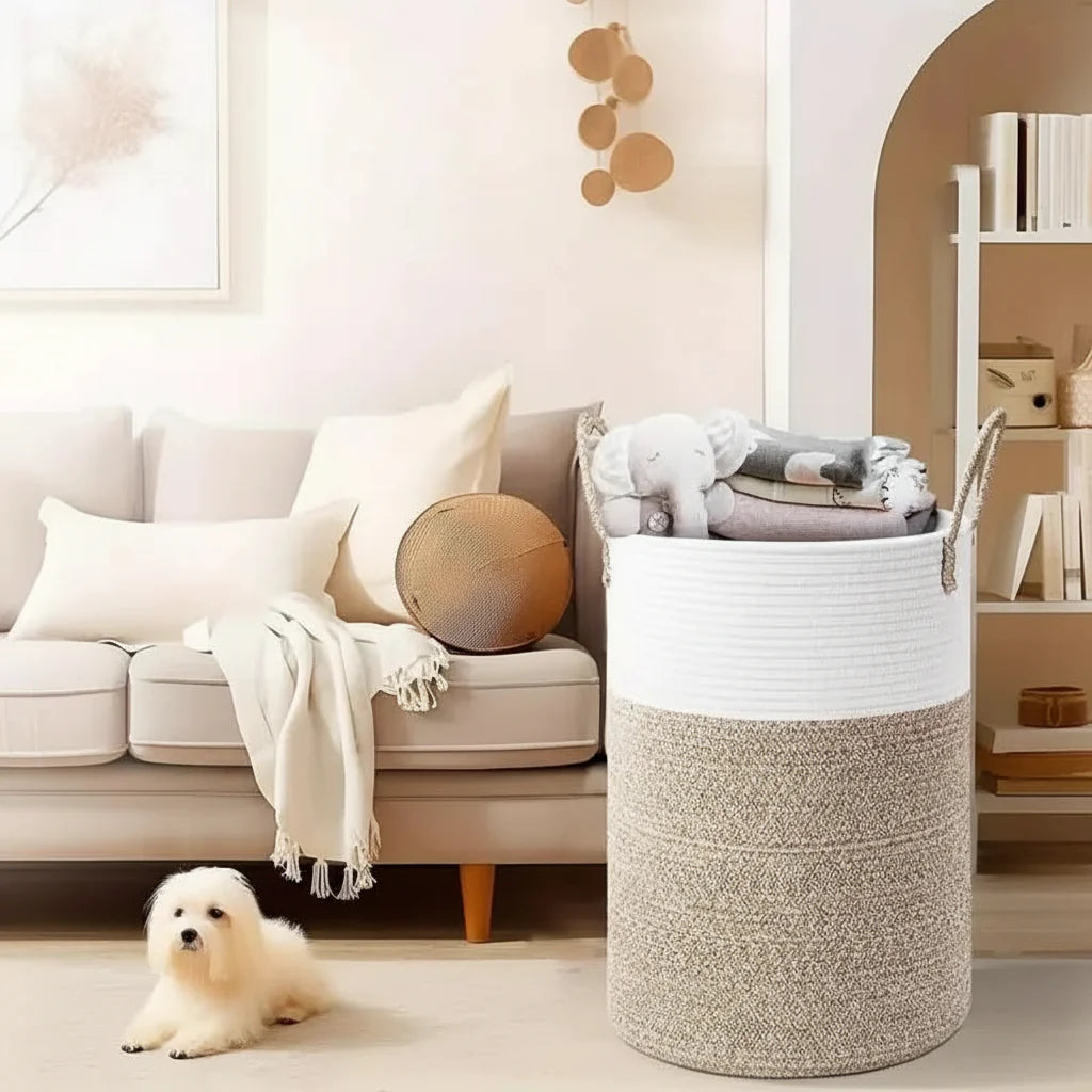 Cesta de Cuerda – Cesta de Algodón Plegable para Almacenamiento Elegante