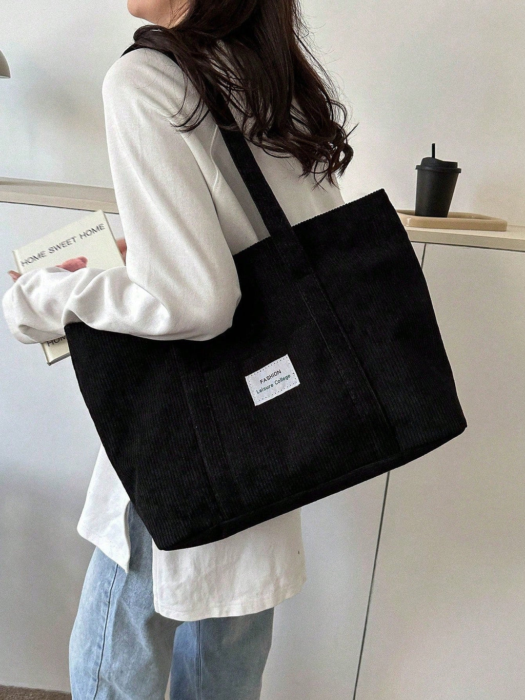 Bolso Tote de Pana de Gran Tamaño | Mochila Escolar | Para la escuela, estudiantes y trabajo