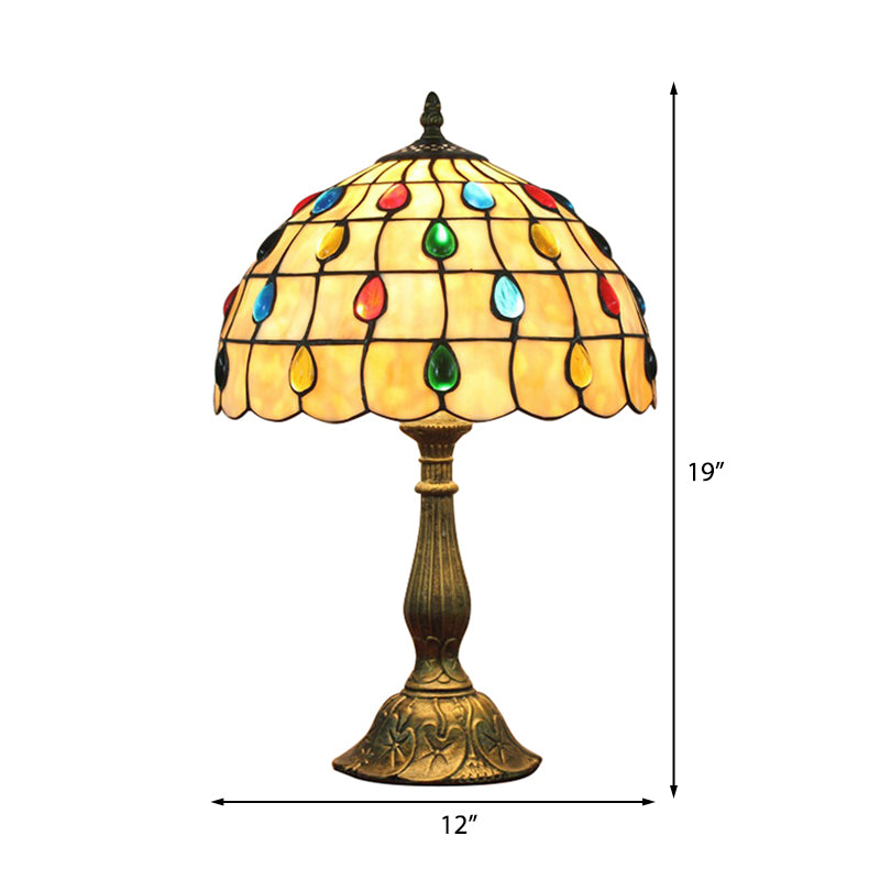 OpalGlow – Lámpara de escritorio con pantalla en forma de concha y joyas en forma de gota para una iluminación elegante