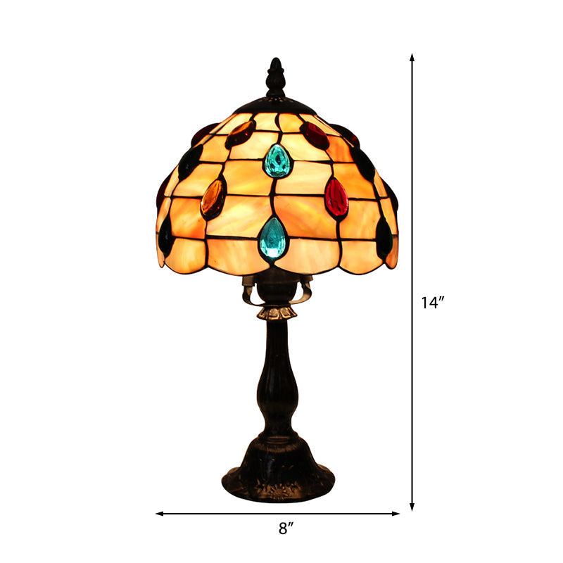 OpalGlow – Lámpara de escritorio con pantalla en forma de concha y joyas en forma de gota para una iluminación elegante