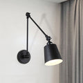 Lámpara de pared con brazo oscilante de 2 articulaciones Nordic de hierro individual negra/blanca con pantalla cónica | Brehn