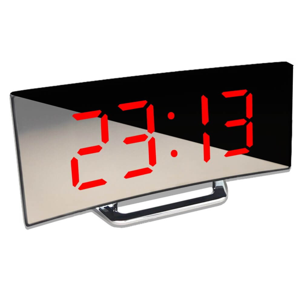 Reloj Despertador Digital LED Curvado y Elegante con Función de Regulación de Brillo