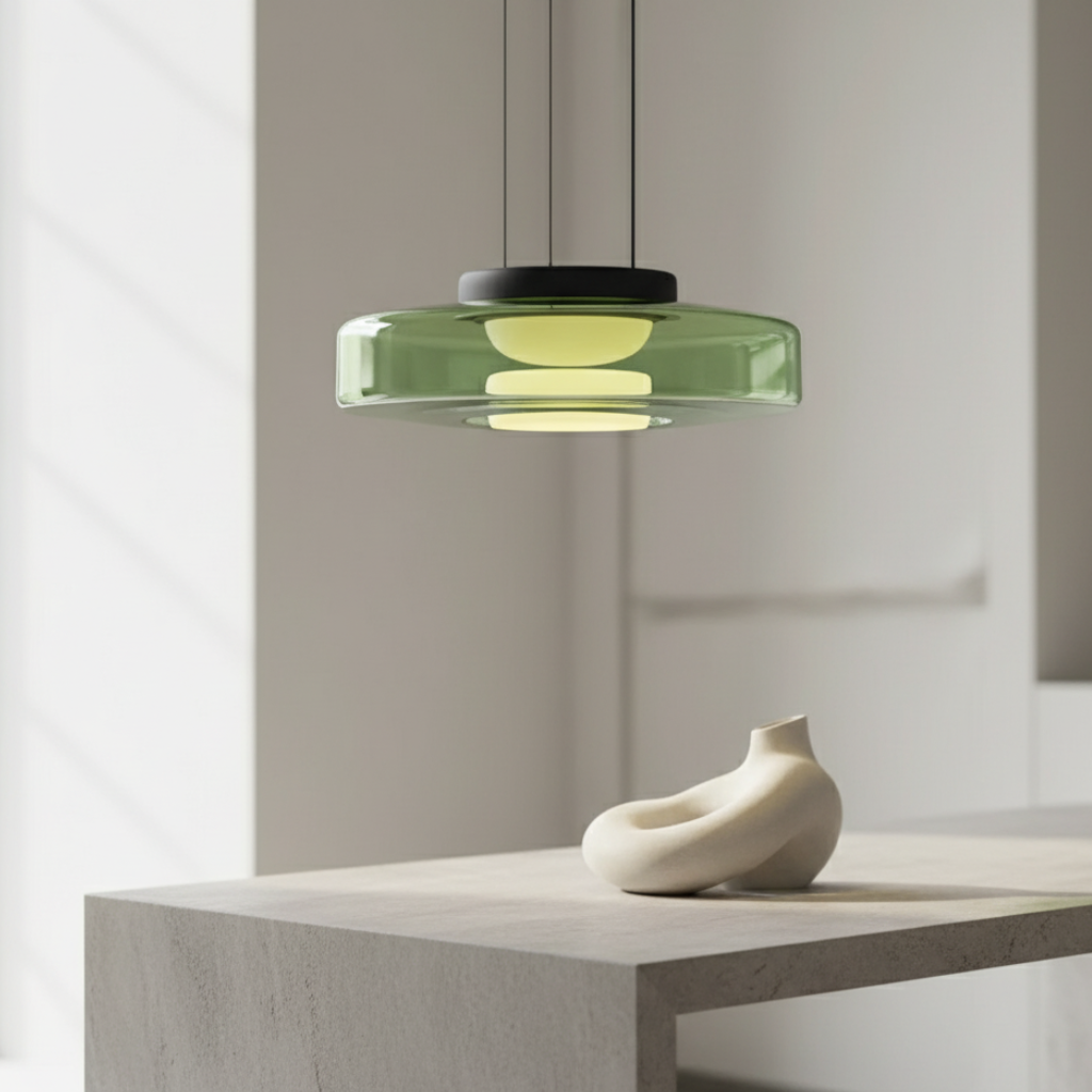 Lámpara Colgante de Vidrio Dinámico - Iluminación Colgante en Capas para Isla de Cocina