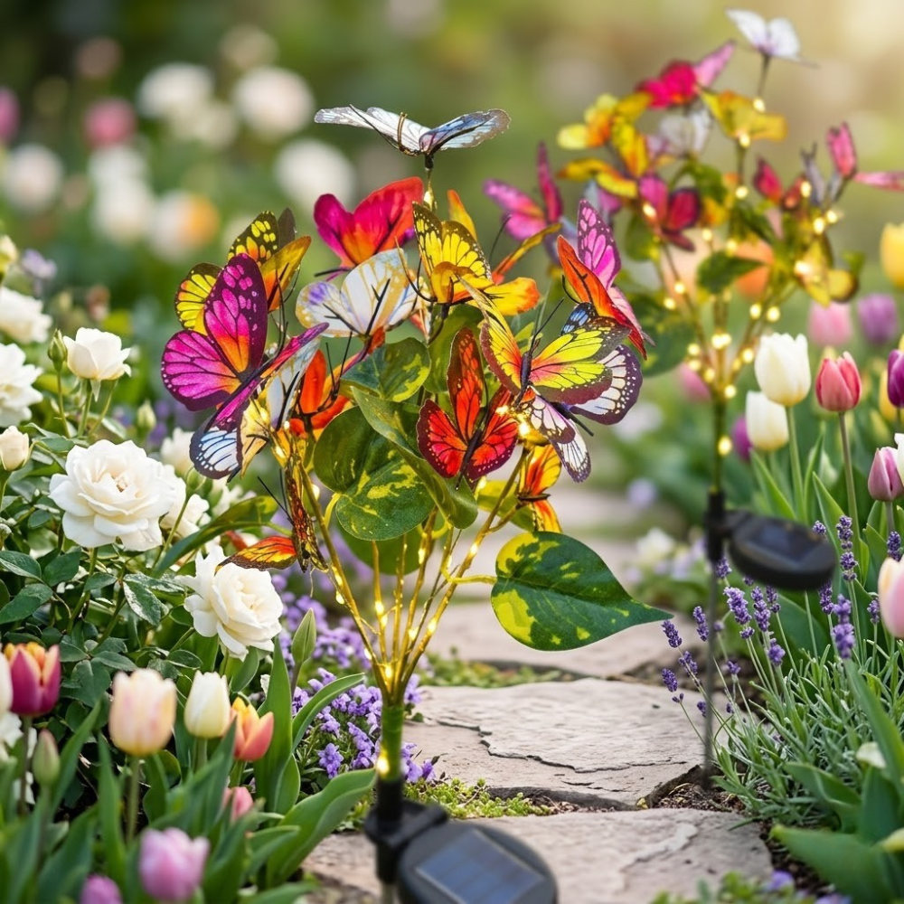ButterflyGlow | Lámparas de Jardín Solar Coloridas y Elegantes para Patio y Jardín