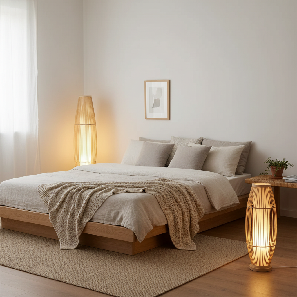 BambooGlow | Lámpara de Mesa y de Pie Moderna y Ecológica Elegante para Sala de Estar