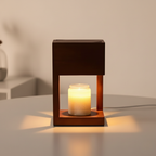 Lámpara Calentadora de Velas de Madera Escandinava - Luz Ambiental de Doble Propósito