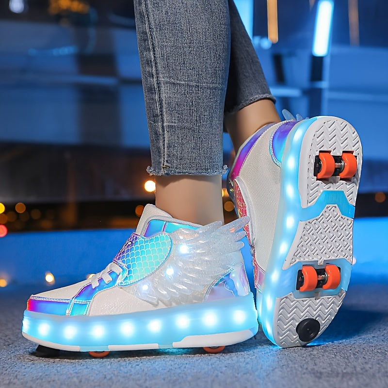 Zapatillas de Patinaje con Luces y Alas – Recargables por USB para Niñas y Adolescentes