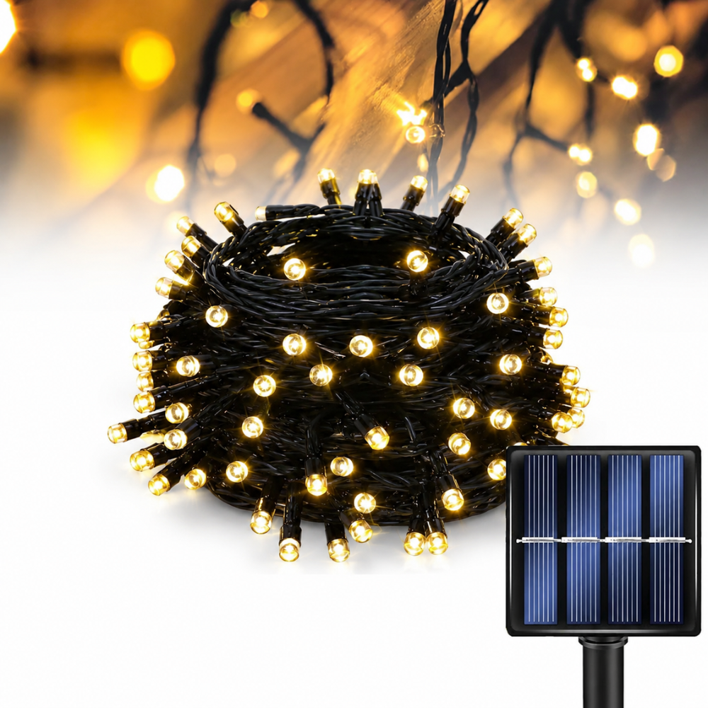 Luces de Cadena Solares para Exteriores - LED Blanco Cálido Resistente a la Intemperie para Decoración Exterior