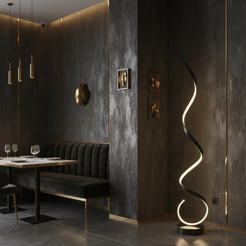 Spira | Lámpara de Pie LED Espiral Regulable Moderna para Sala de Estar