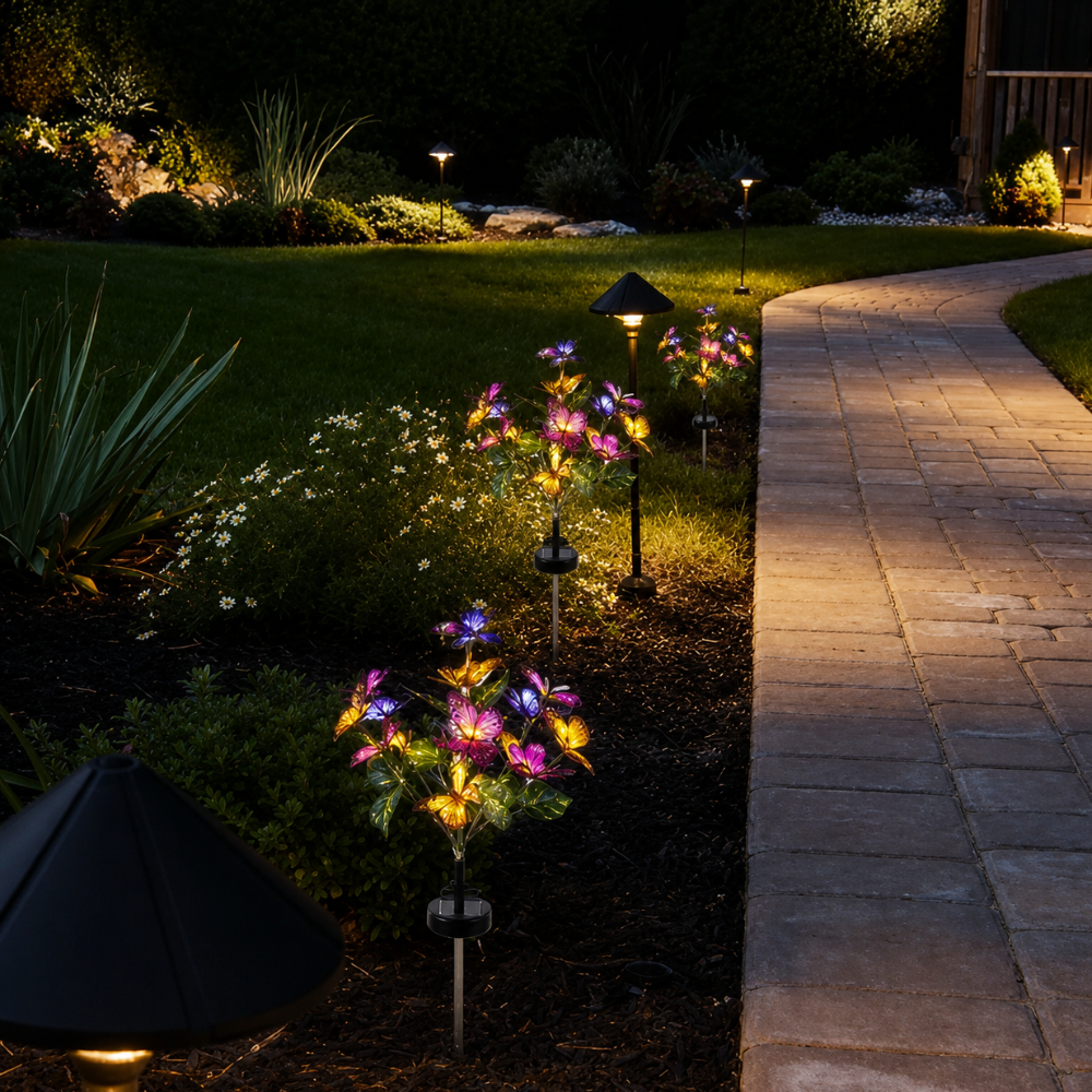 ButterflyGlow | Lámparas de Jardín Solar Coloridas y Elegantes para Patio y Jardín