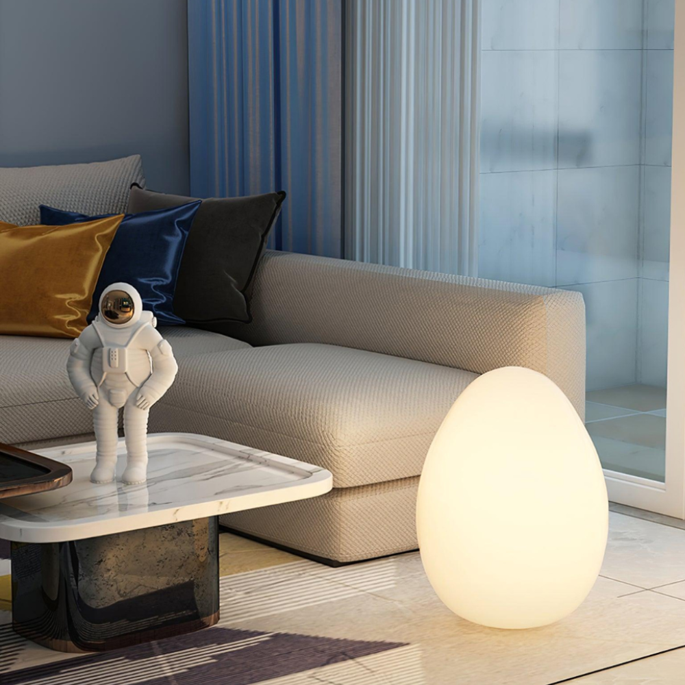 SolStone | Lámpara de Pie Escultural de Huevo Minimalista Moderna para Sala de Estar