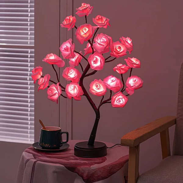 Lámpara Rozenboom - Elegante Lámpara de Mesa LED | Lámpara de Mesa con Flor de Rosa | LED Ajustable | Iluminación Ambiental Regulable | Plástico | IP66 | Diseño Único | Lámpara de Mesa Romántica | Iluminación Decorativa | Elegancia Moderna