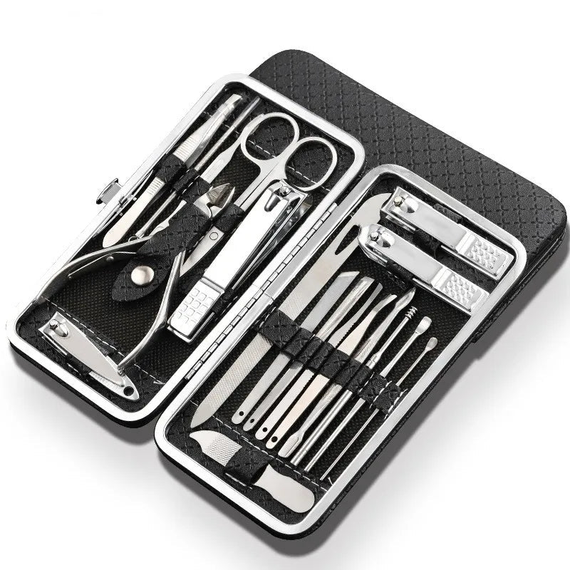 ProTrim ManiPro | Set de Manicura 19-en-1 de Acero Inoxidable | Profesional y Portátil