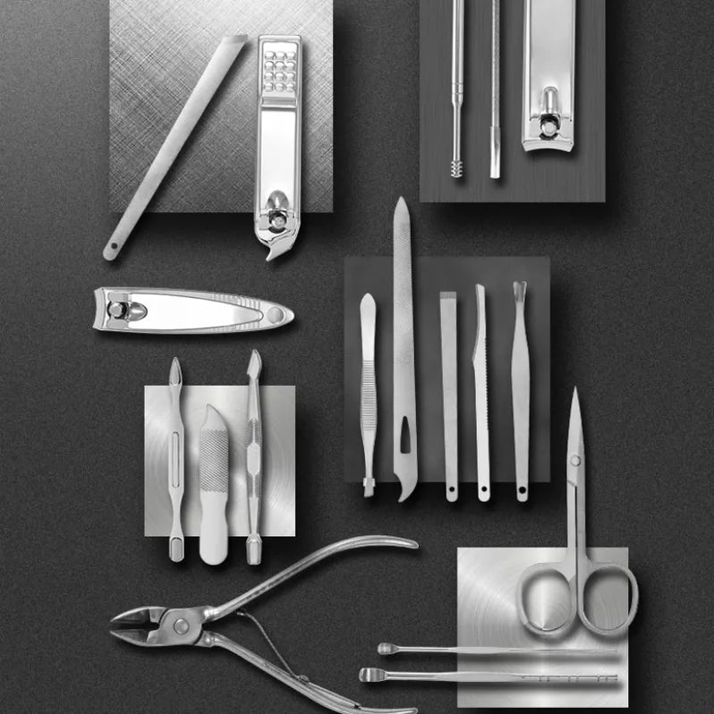 ProTrim ManiPro | Set de Manicura 19-en-1 de Acero Inoxidable | Profesional y Portátil