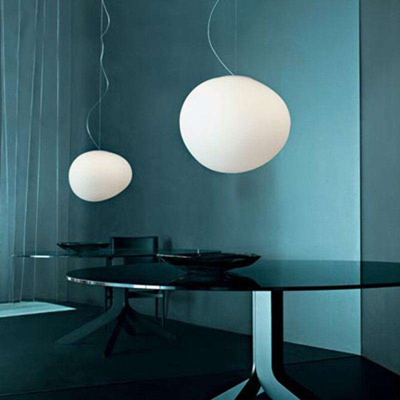 Lámpara Colgante de Comedor de Vidrio Crema con 1 Bombilla, Iluminación de Techo Minimalista