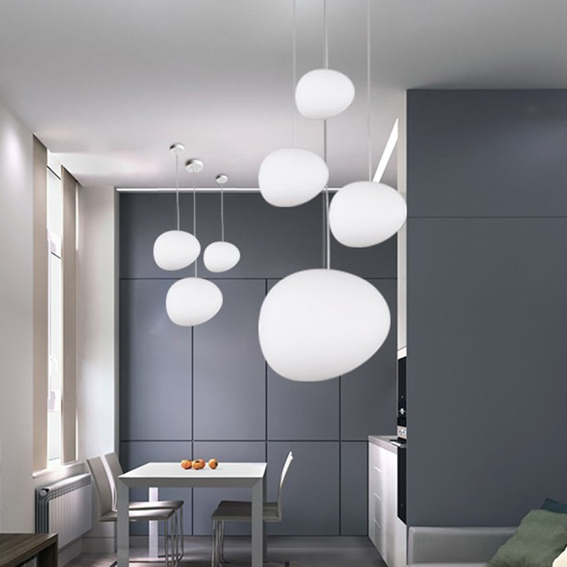 Lámpara Colgante de Comedor de Vidrio Crema con 1 Bombilla, Iluminación de Techo Minimalista