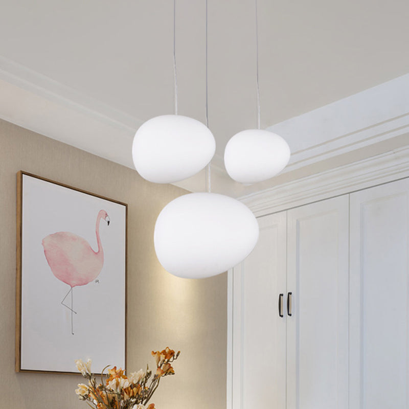 Lámpara Colgante de Comedor de Vidrio Crema con 1 Bombilla, Iluminación de Techo Minimalista