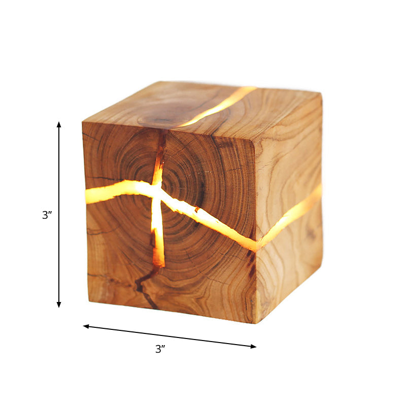 Luz de pared empotrada Cube Crack Wood Creativa Nórdica LED Beige | Brehn