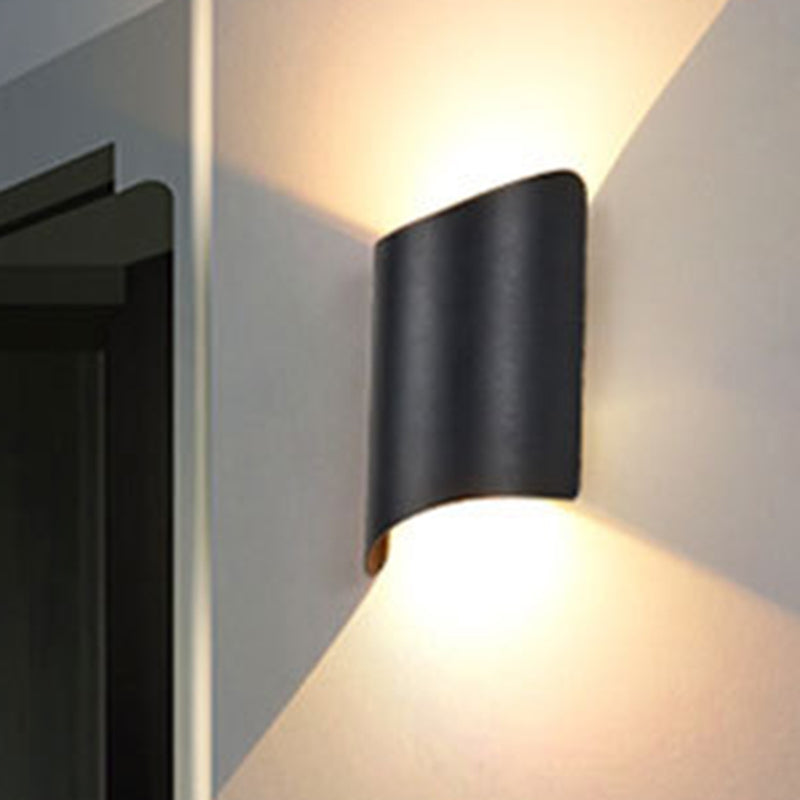 Lámpara de Pared de Curva de Aluminio Minimalista 2-Luz Negra LED Montada en la Pared para Puerta de Entrada | Brehn