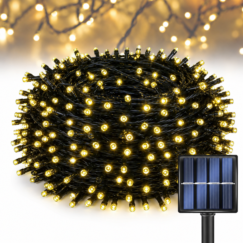 Luces de Cadena Solares para Exteriores - LED Blanco Cálido Resistente a la Intemperie para Decoración Exterior