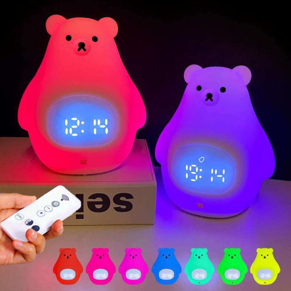 Reloj Despertador con Luz Nocturna de Oso Polar y Suave Iluminación LED