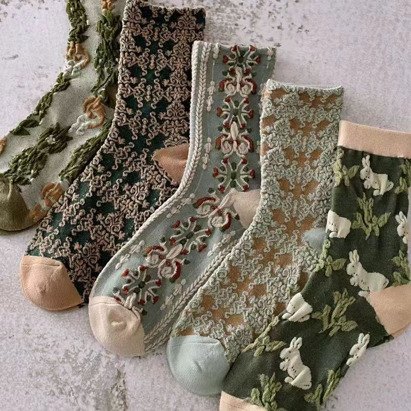 Calcetines de Algodón Florales para Mujeres (10 Pares)