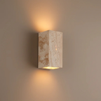 Lámpara de Pared Exterior Elegante Wabi Sabi | Lámpara de Pared de Piedra Travertina Impermeable para Jardín o Patio