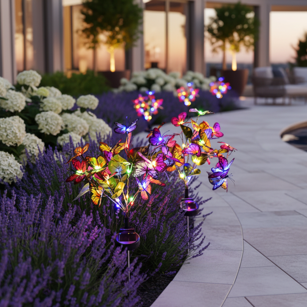ButterflyGlow | Lámparas de Jardín Solar Coloridas y Elegantes para Patio y Jardín