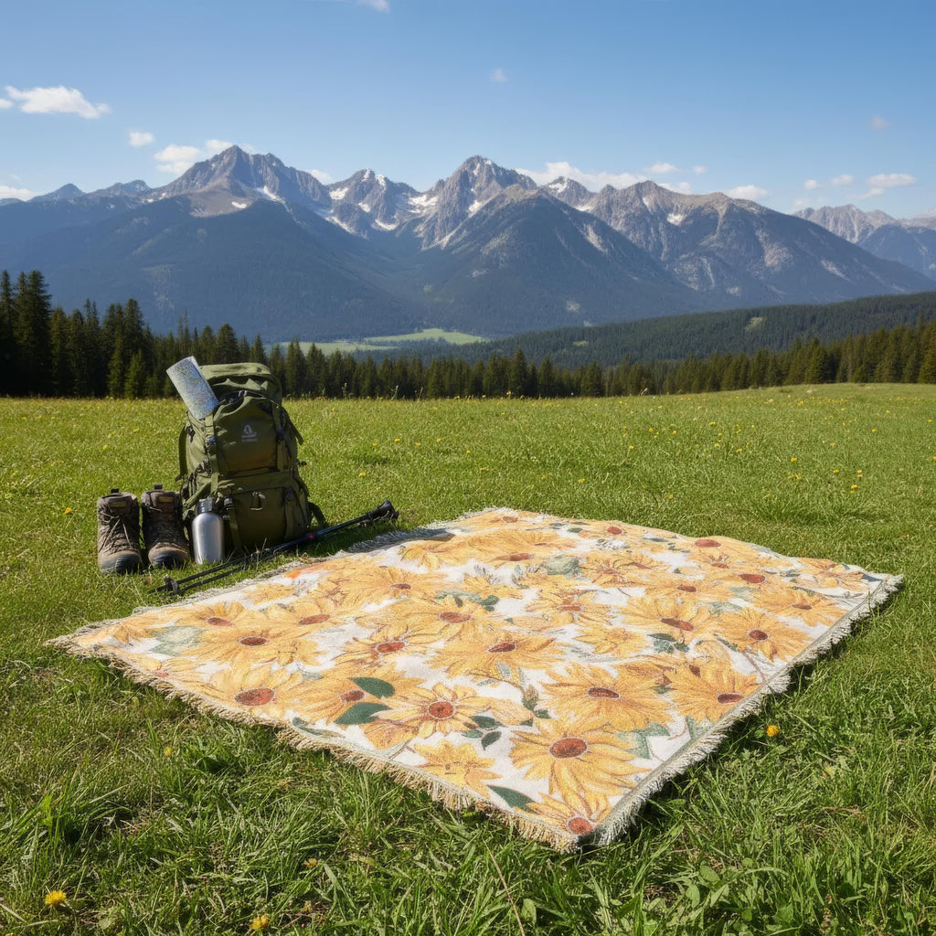 Manta de Picnic Impermeable Diseño Floral Ligero 180x230cm