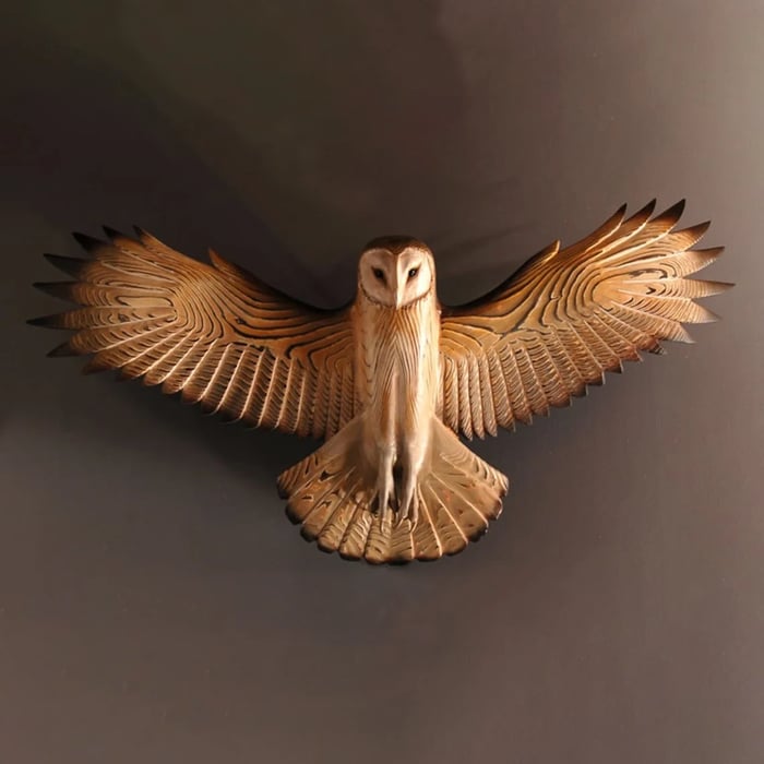 Decoración de Pared de Búho de Madera Hecha a Mano con Ganchos de Colgar Preinstalados