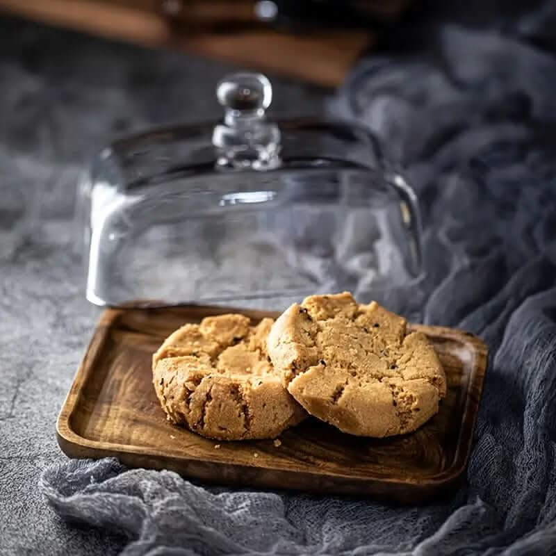 Lisslune | Plato de Mantequilla de Madera con Tapa de Vidrio – Vajilla Elegante