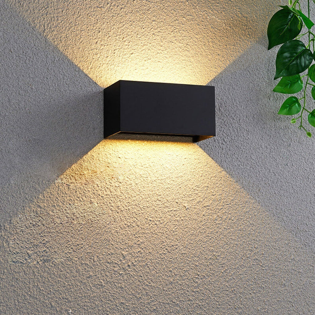 Lámpara de pared LED rectangular moderna e impermeable para uso exterior con iluminación hacia arriba y hacia abajo