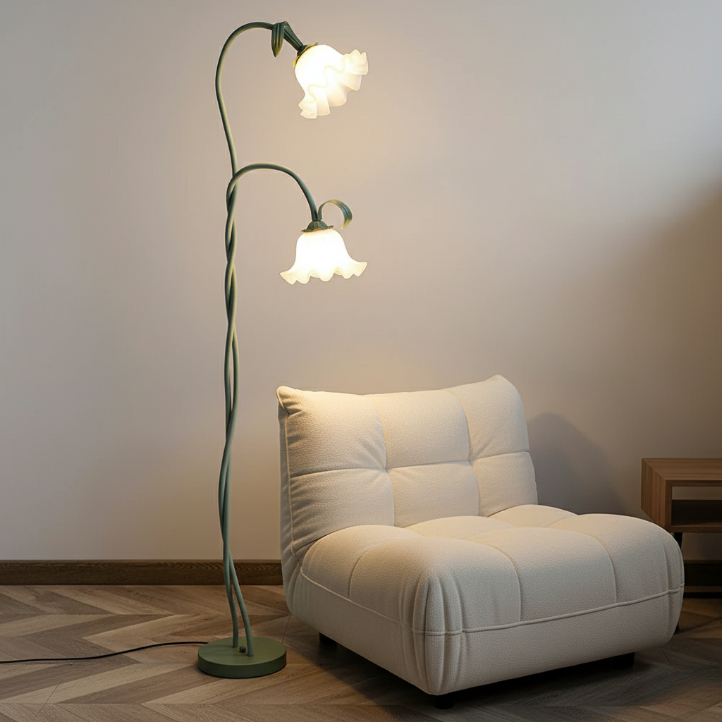 CallaBloom | Lámpara de Pie Moderna Verde Mate Elegante para Sala de Estar