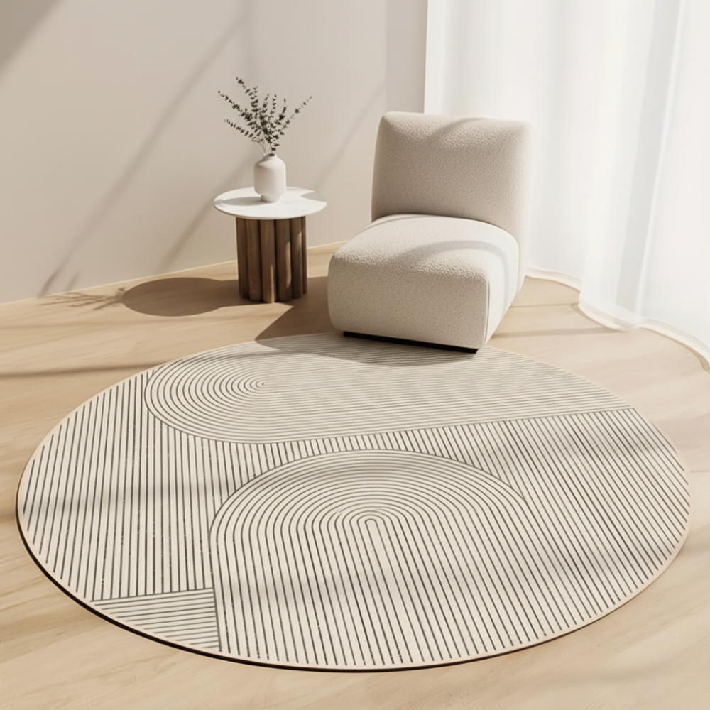 Nordelle - Elegante Alfombra Redonda Antideslizante, Suave Diseño Escandinavo para Sala de Estar