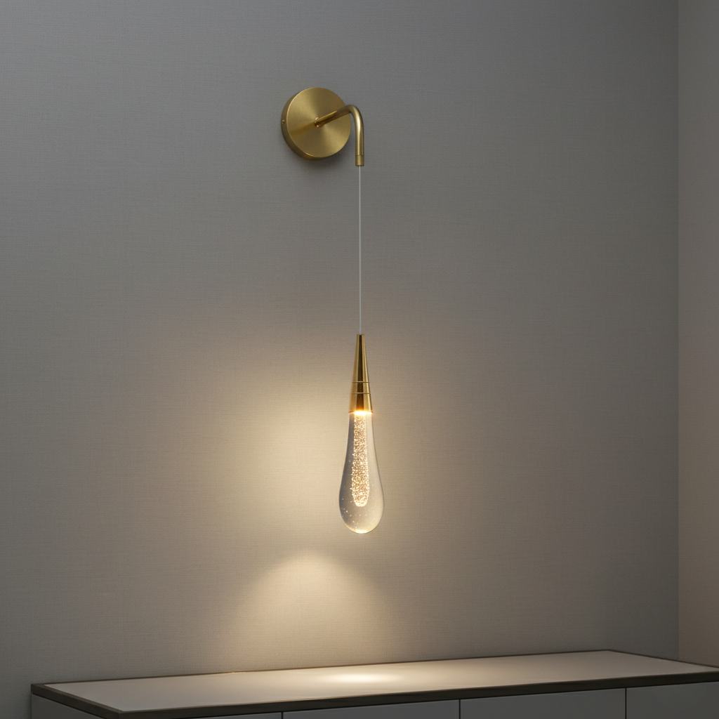 Aplique de Pared de Cristal Elegante con LED Blanco Cálido para Interiores Modernos