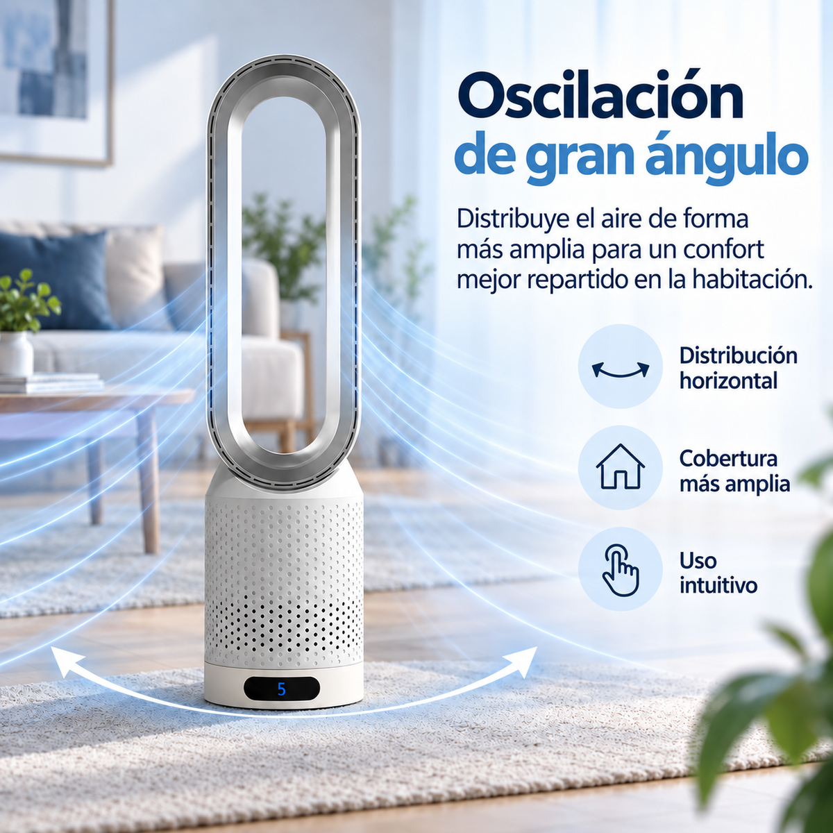 AirPure – Ventilador de torre sin aspas ultrasilencioso (< 32 dB)