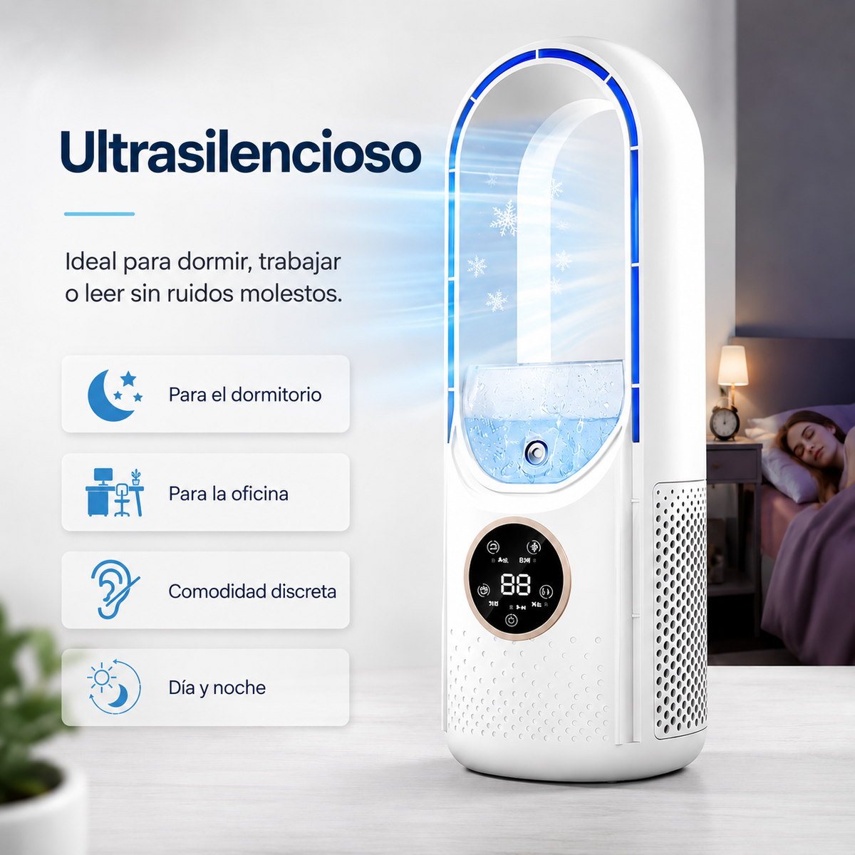 Refrigerador de aire portátil – Alimentación por USB – 6 velocidades – Para el hogar, la oficina y los viajes