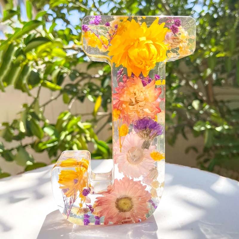 Luz Nocturna de Flores en Resina | Lámpara Decorativa LED en Forma de Letras
