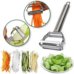 Pelador de verduras multifuncional de acero inoxidable ultra afilado & cortador en juliana