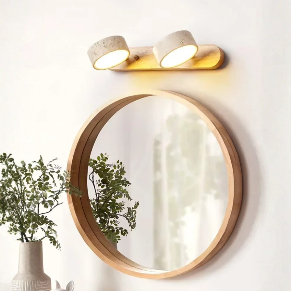 Aplique de Pared de Travertino Elegante con Focos Ajustables