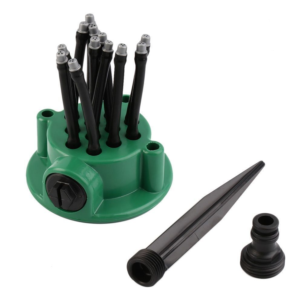 Sistema de Riego para Jardín 12 en 1 – Aspersor Ajustable con Riego de 360 Grados