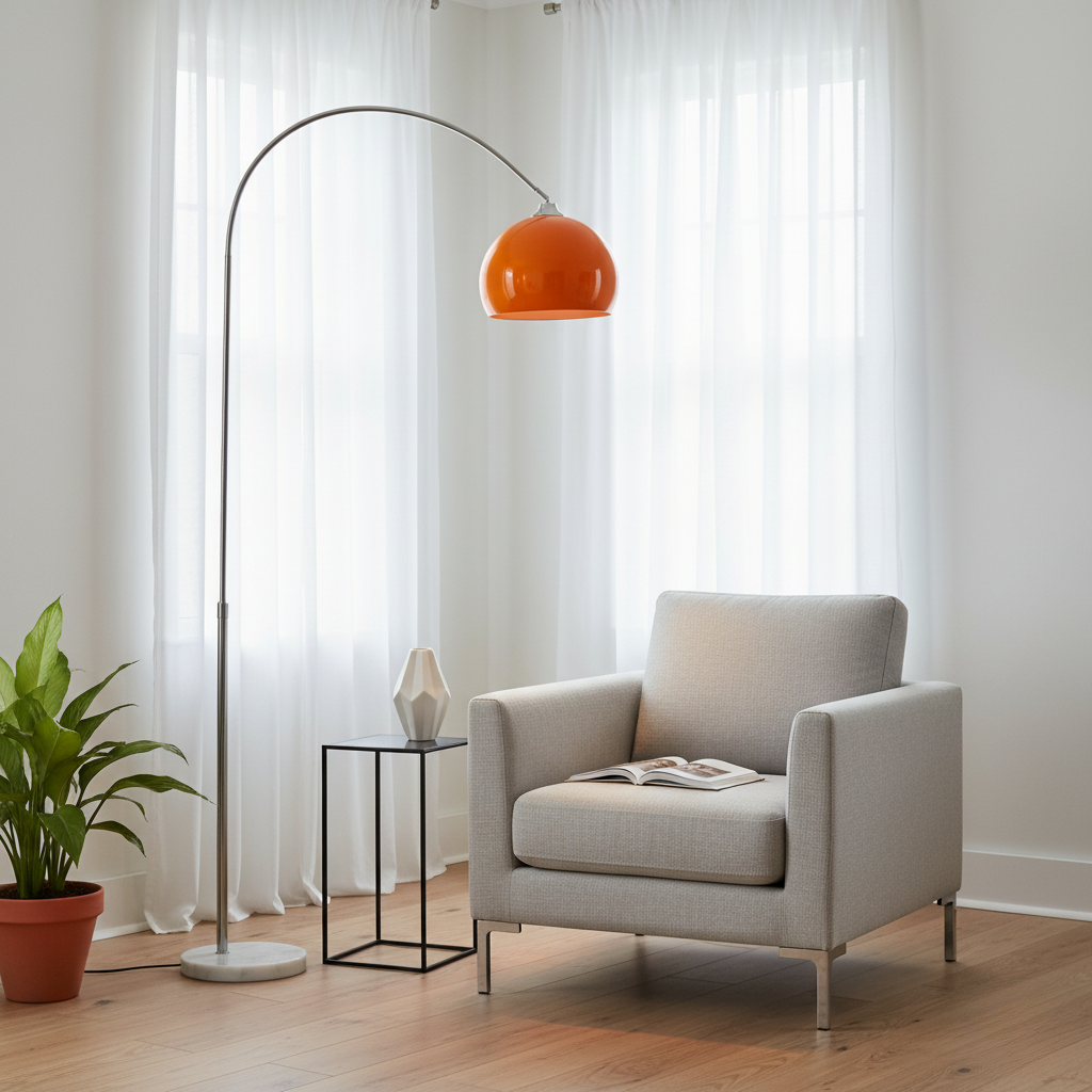 Lámpara de Pie Arco Contemporánea - Pantalla de Cúpula Moderna para Decoración de Sala de Estar