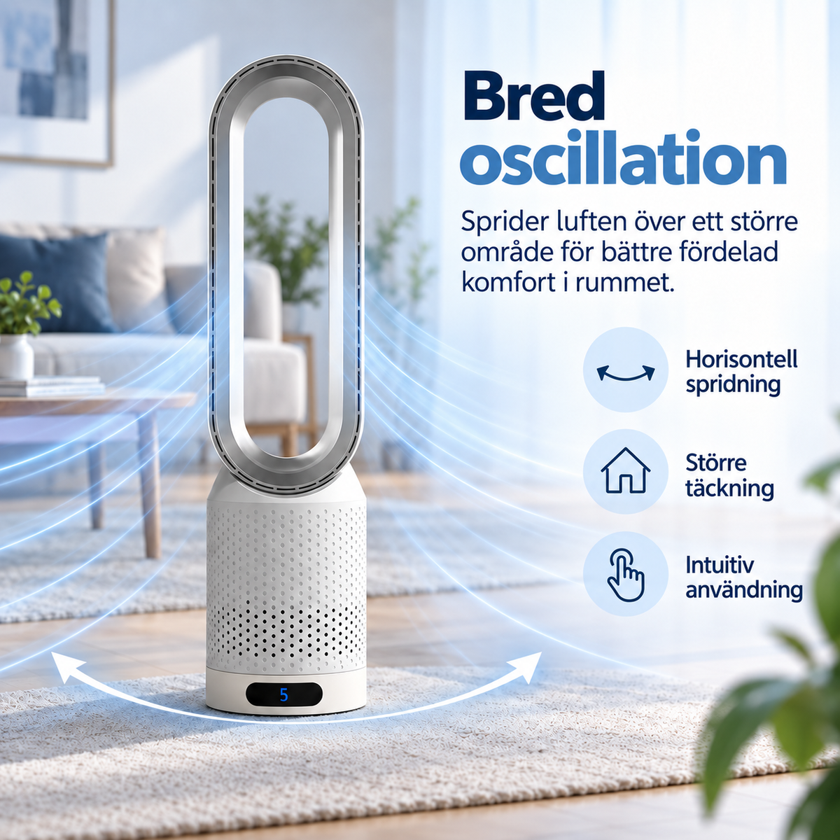AirPure – Ventilador de torre sin aspas (< 32 dB)