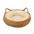 PurrNest – Cesta para Gatos Tejida a Mano con Cojín de Felpa