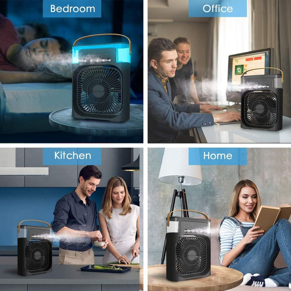 Enfriador de Aire 3 en 1, Humidificador y Purificador de Aire – Aire Acondicionado Portátil para Uso Interior con Luz LED