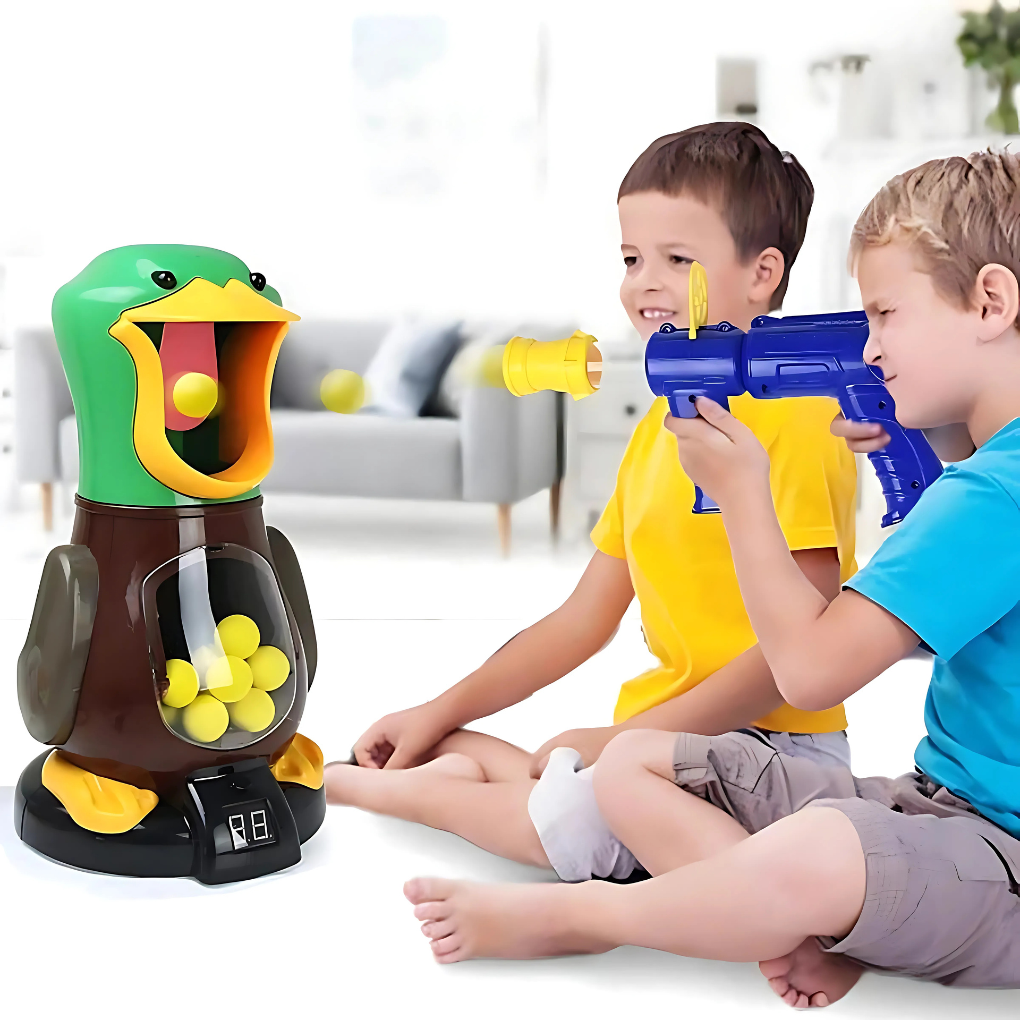 Juego de tiro con patos hambrientos propulsado por aire con pato caminante y luces