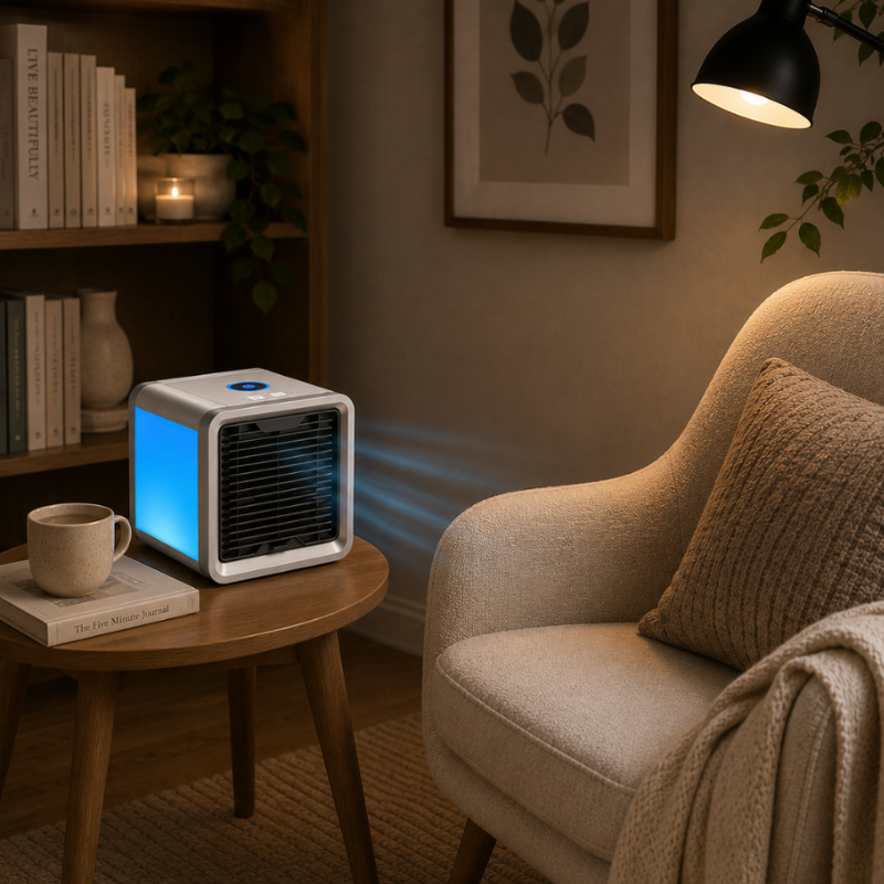 Enfriador de Aire con Humidificador y Luz LED